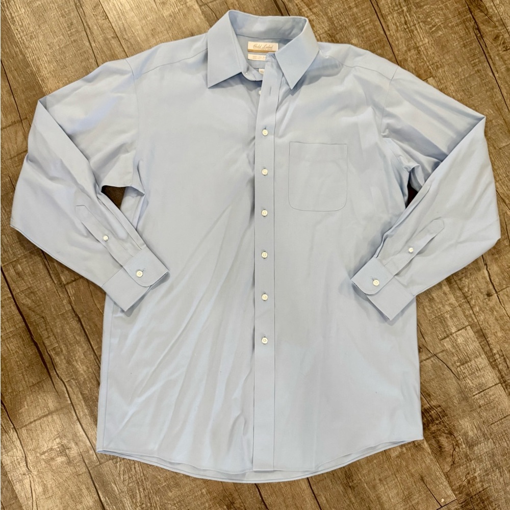 Men’s Roundtree & Yorke Gold Label Blue Dress Shirt 16 / 35‎ Non-Iron
